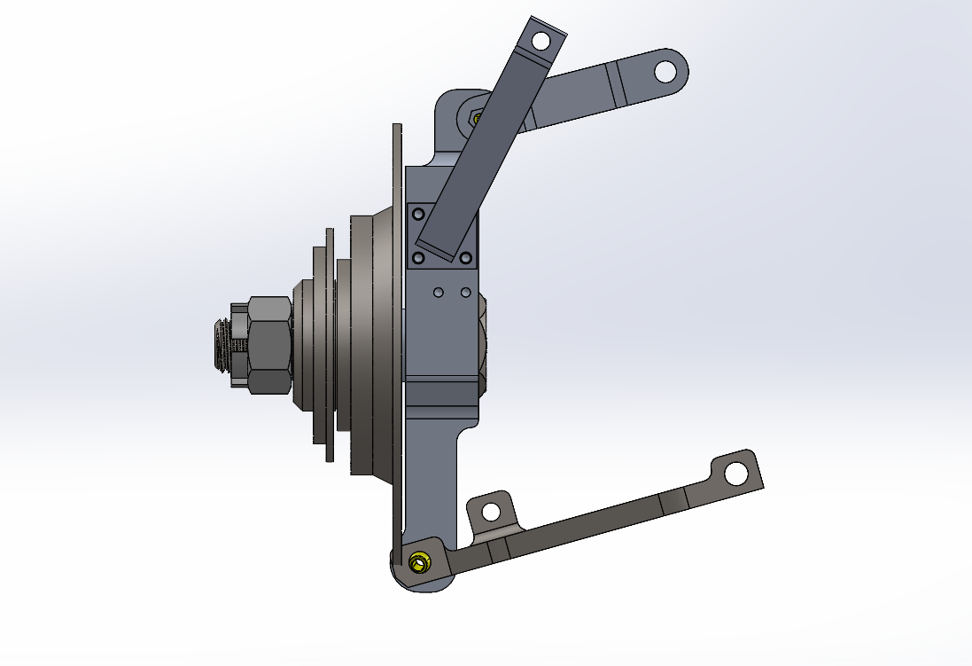 Side view of the front suspension with the previous rotor